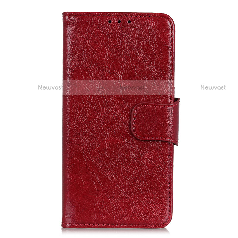 Leather Case Stands Flip Cover L05 Holder for Motorola Moto G9 Red