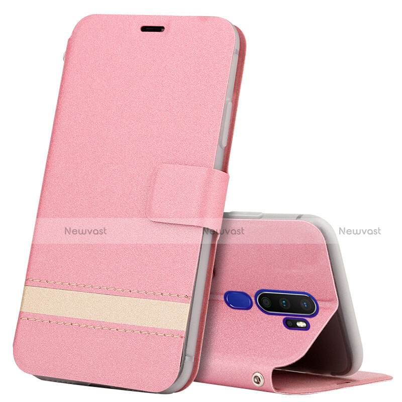Leather Case Stands Flip Cover L05 Holder for Oppo A11X Pink