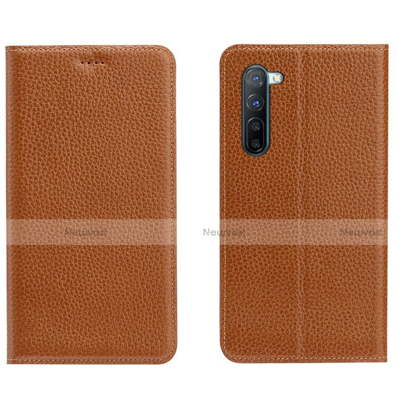 Leather Case Stands Flip Cover L05 Holder for Oppo Find X2 Lite Orange