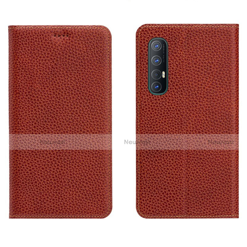 Leather Case Stands Flip Cover L05 Holder for Oppo Find X2 Neo Brown