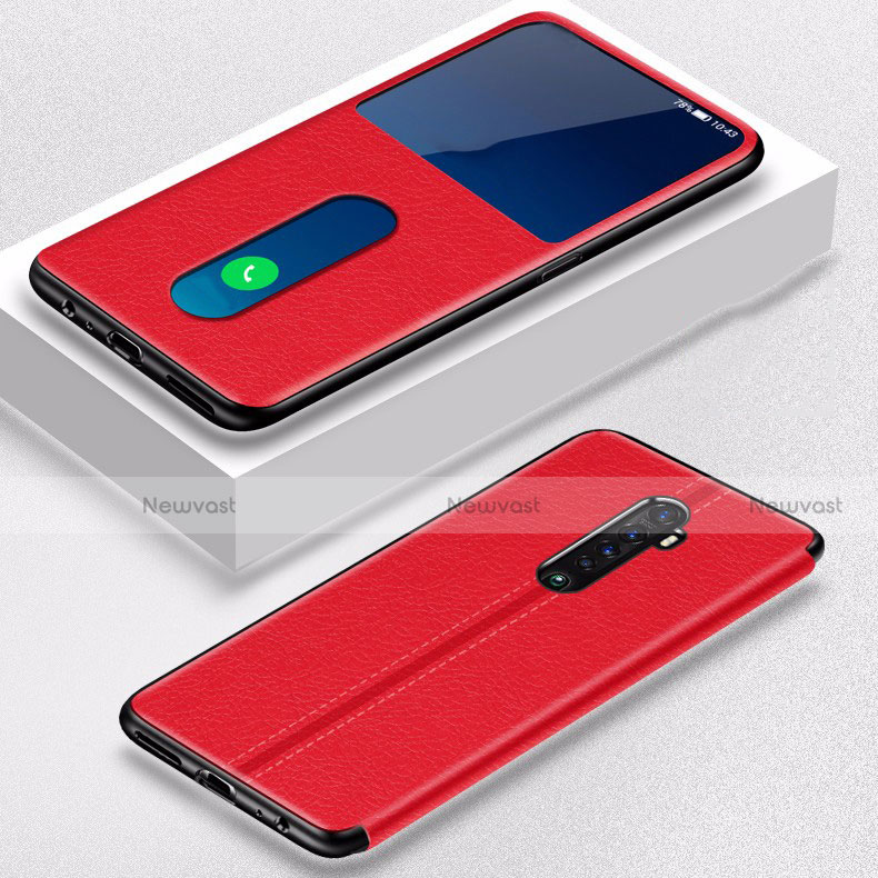 Leather Case Stands Flip Cover L05 Holder for Oppo Reno2 Red