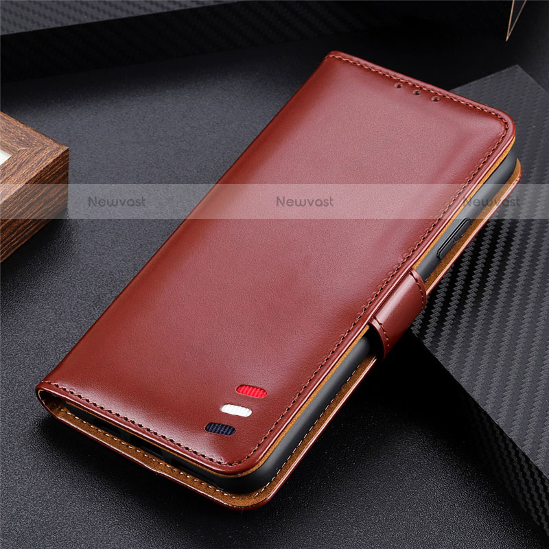 Leather Case Stands Flip Cover L05 Holder for Oppo Reno4 4G Brown