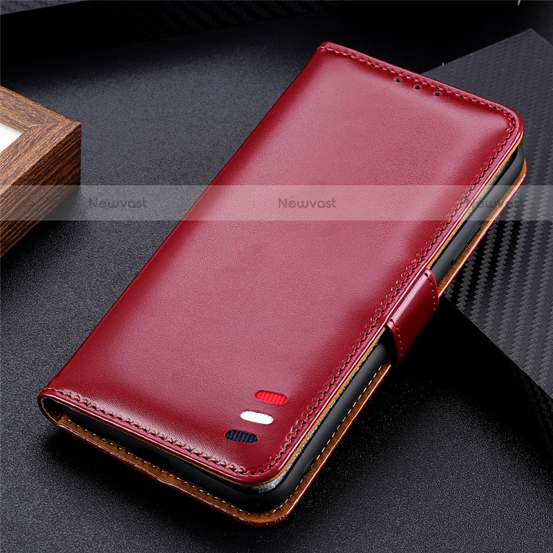 Leather Case Stands Flip Cover L05 Holder for Oppo Reno4 Pro 4G Red Wine