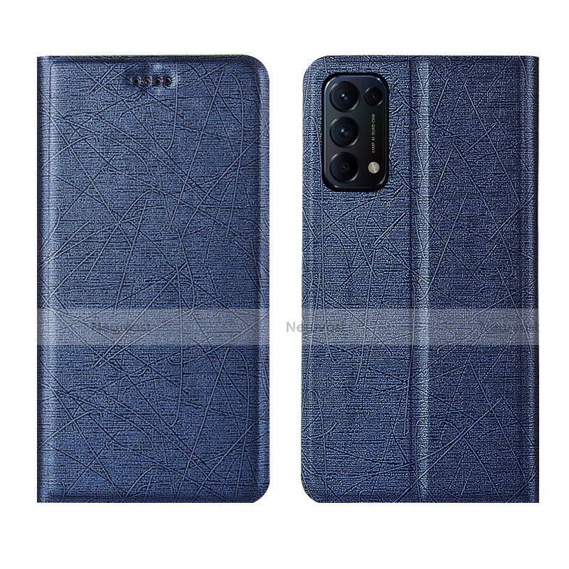 Leather Case Stands Flip Cover L05 Holder for Oppo Reno5 Pro 5G Blue
