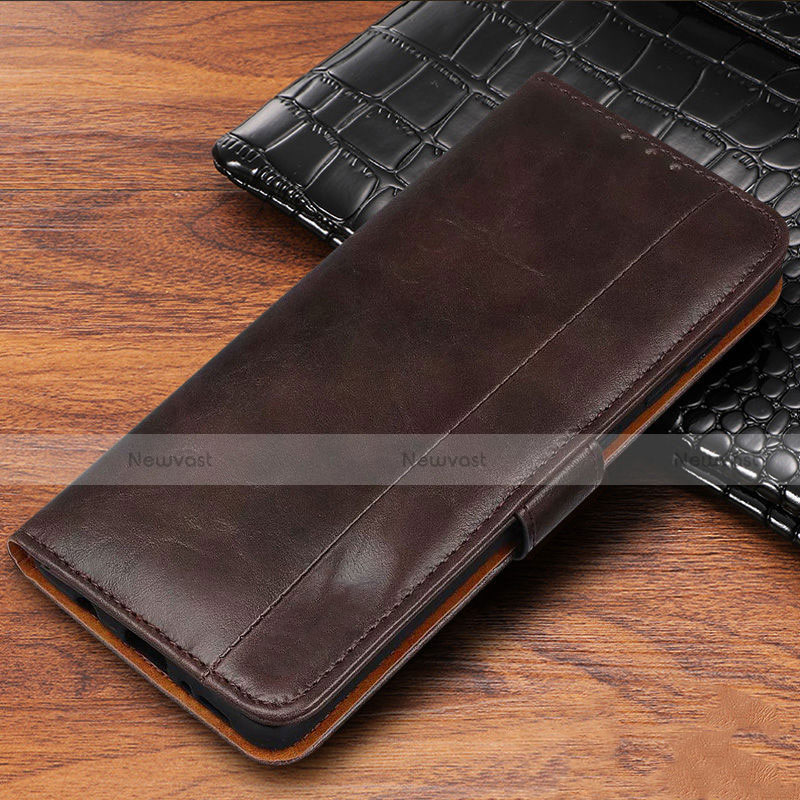 Leather Case Stands Flip Cover L05 Holder for Samsung Galaxy A41 Brown