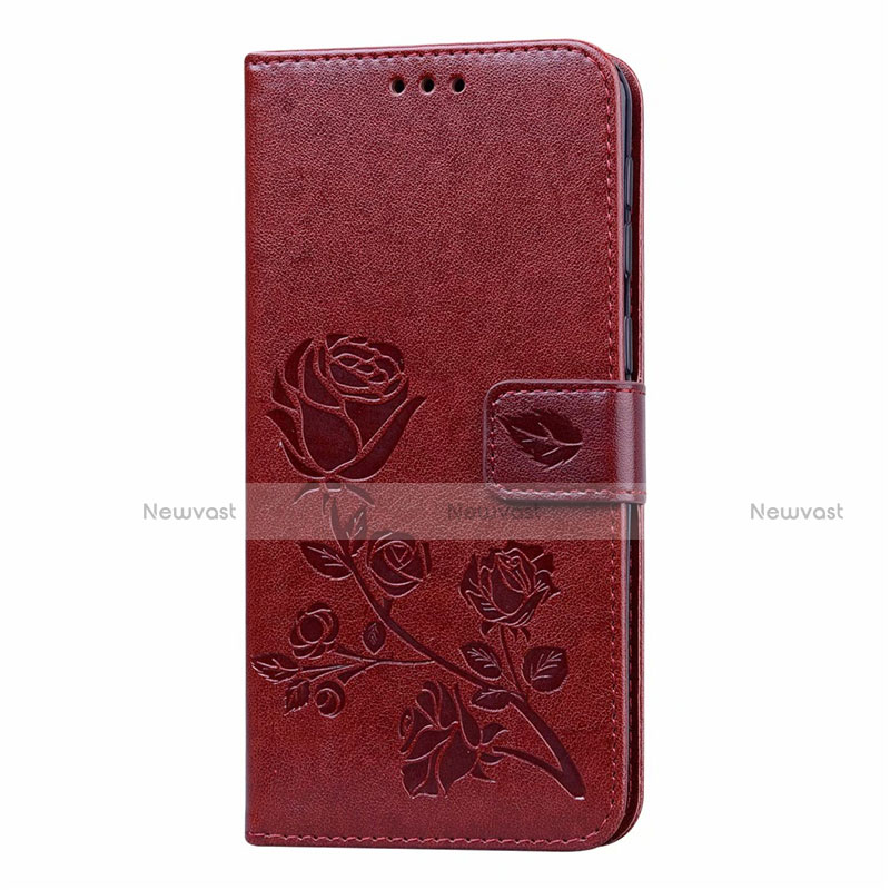 Leather Case Stands Flip Cover L05 Holder for Samsung Galaxy M31 Prime Edition Brown