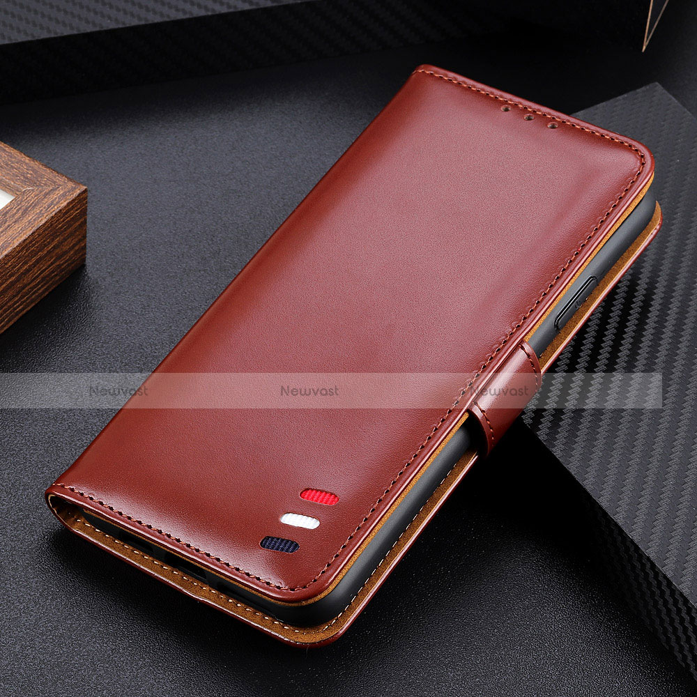 Leather Case Stands Flip Cover L05 Holder for Samsung Galaxy M51 Brown