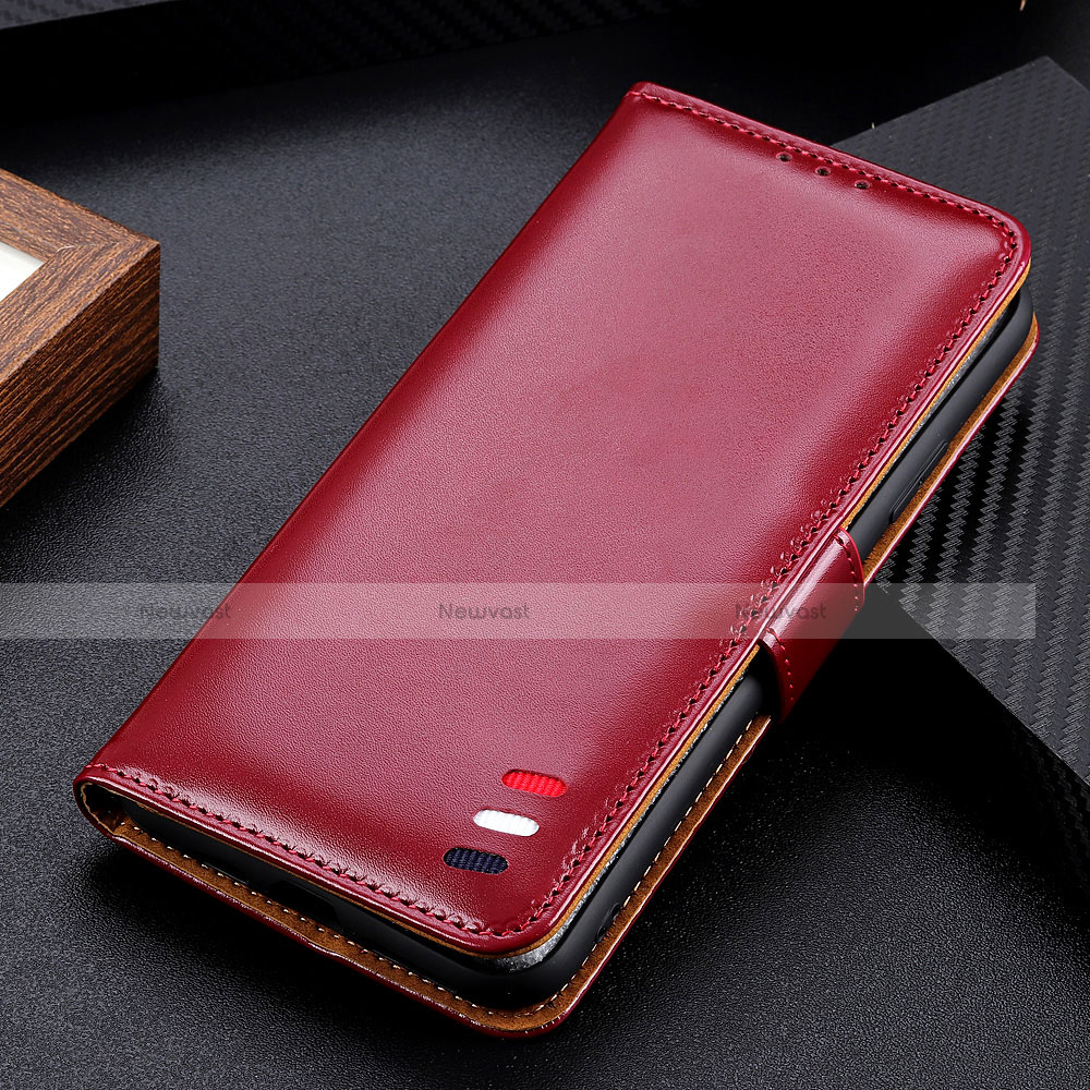 Leather Case Stands Flip Cover L05 Holder for Samsung Galaxy M51 Red Wine