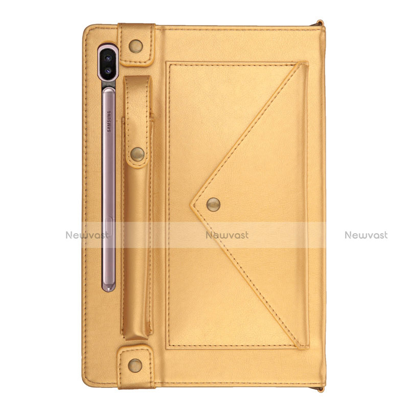 Leather Case Stands Flip Cover L05 Holder for Samsung Galaxy Tab S6 10.5 SM-T860 Gold