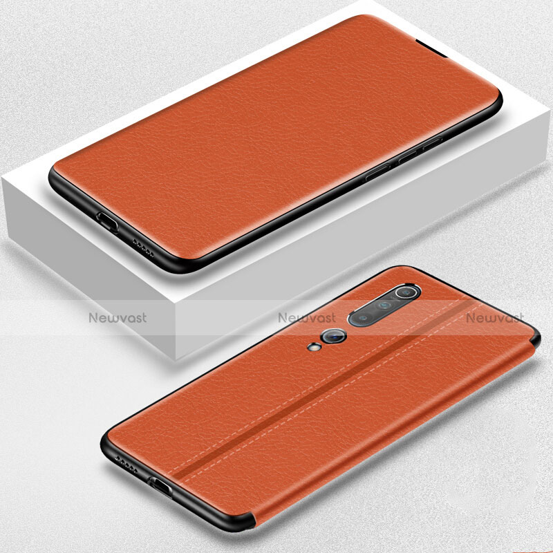Leather Case Stands Flip Cover L05 Holder for Xiaomi Mi 10 Orange