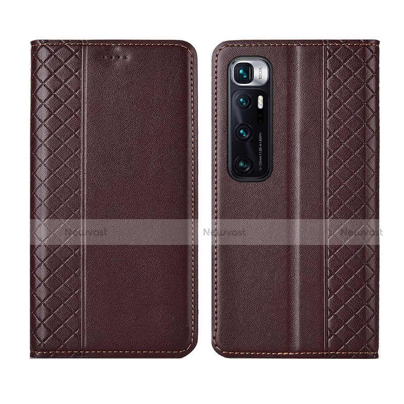 Leather Case Stands Flip Cover L05 Holder for Xiaomi Mi 10 Ultra Brown