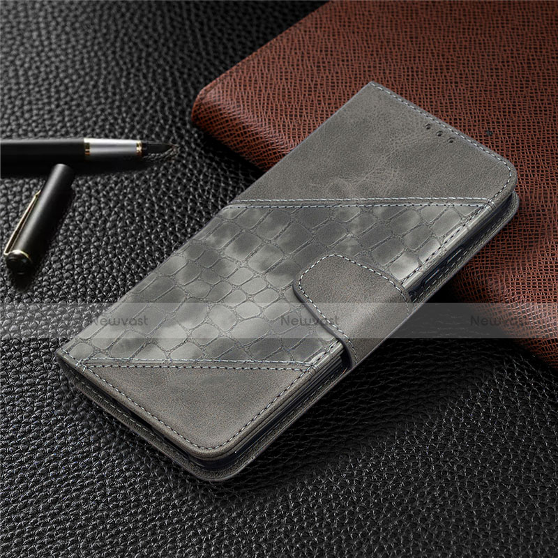 Leather Case Stands Flip Cover L05 Holder for Xiaomi Redmi 9C Gray