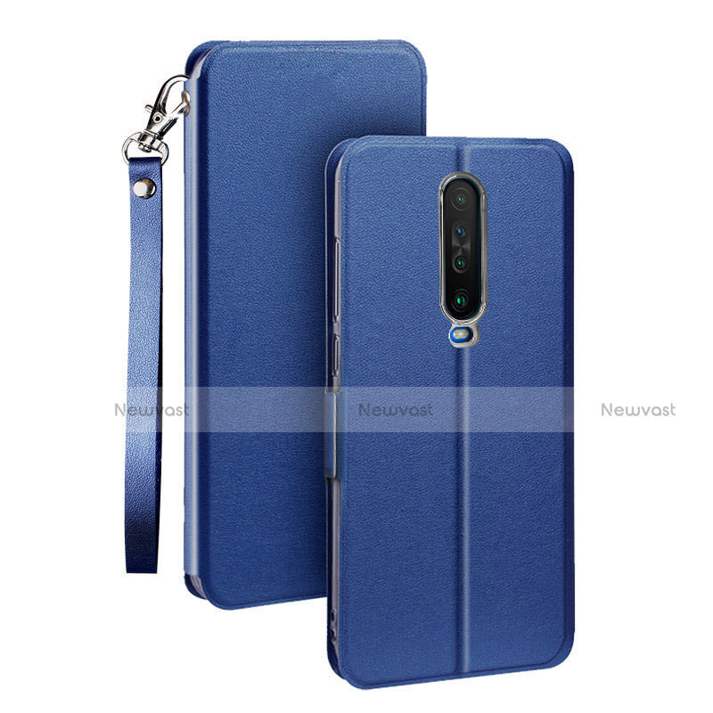 Leather Case Stands Flip Cover L05 Holder for Xiaomi Redmi K30 5G Blue