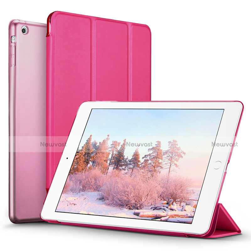 Leather Case Stands Flip Cover L06 for Apple iPad Mini 2 Hot Pink