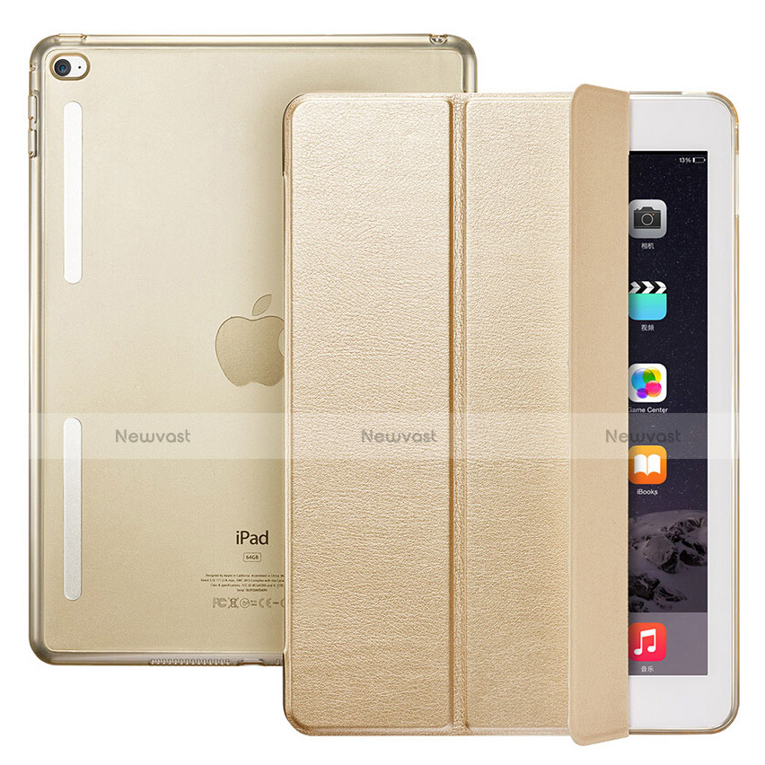 Leather Case Stands Flip Cover L06 for Apple iPad Mini 4 Gold