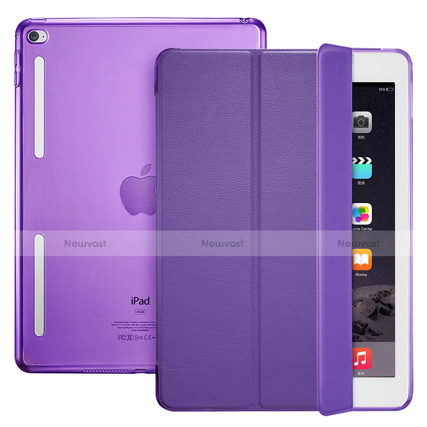 Leather Case Stands Flip Cover L06 for Apple iPad Mini 4 Purple