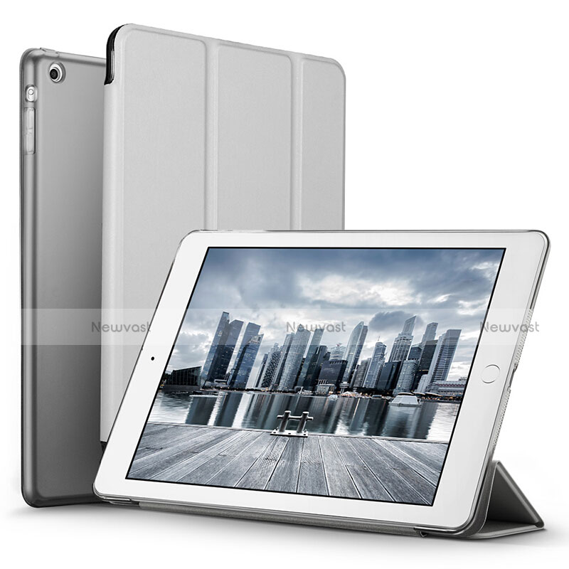 Leather Case Stands Flip Cover L06 for Apple iPad Mini Silver