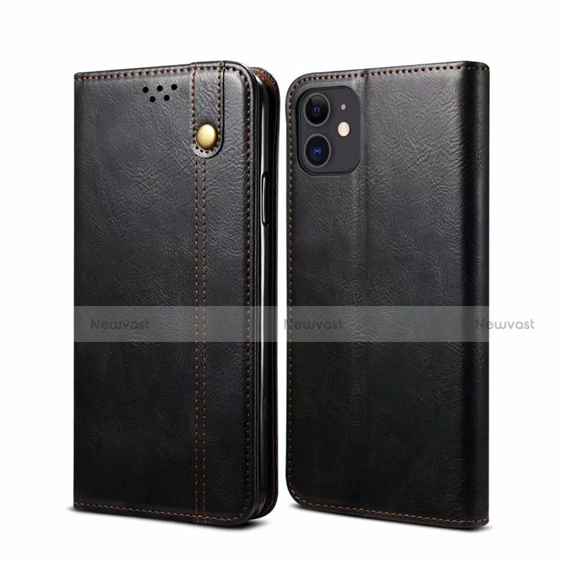 Leather Case Stands Flip Cover L06 Holder for Apple iPhone 12 Black