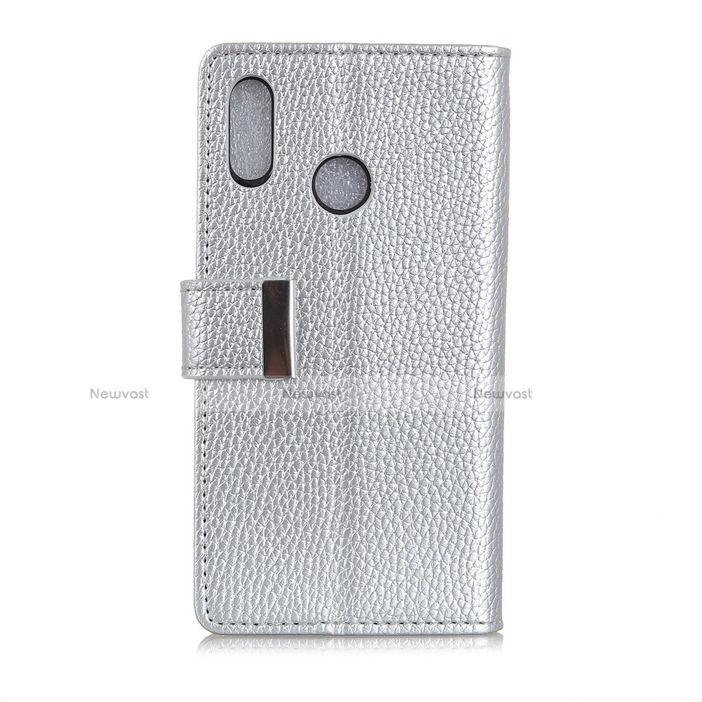 Leather Case Stands Flip Cover L06 Holder for Asus Zenfone 5 ZS620KL Silver