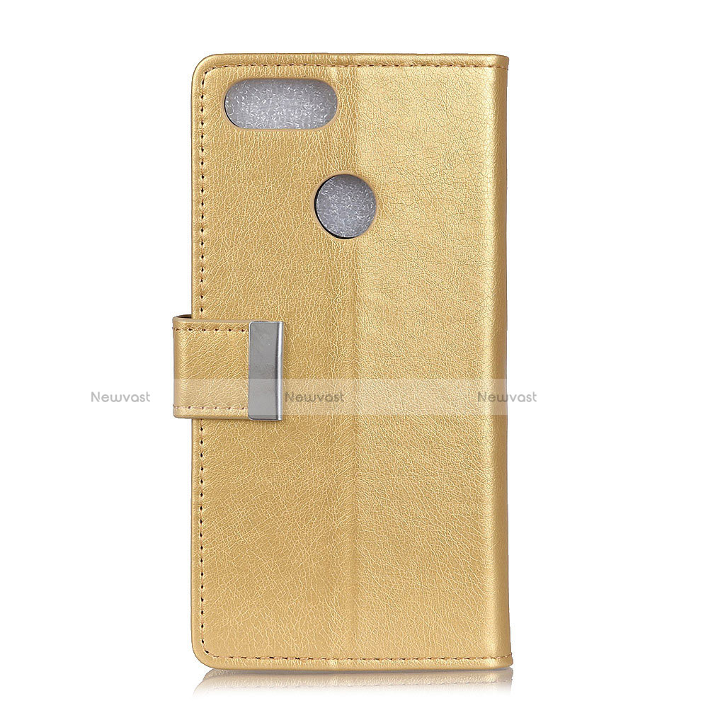 Leather Case Stands Flip Cover L06 Holder for Asus Zenfone Max Plus M1 ZB570TL Gold
