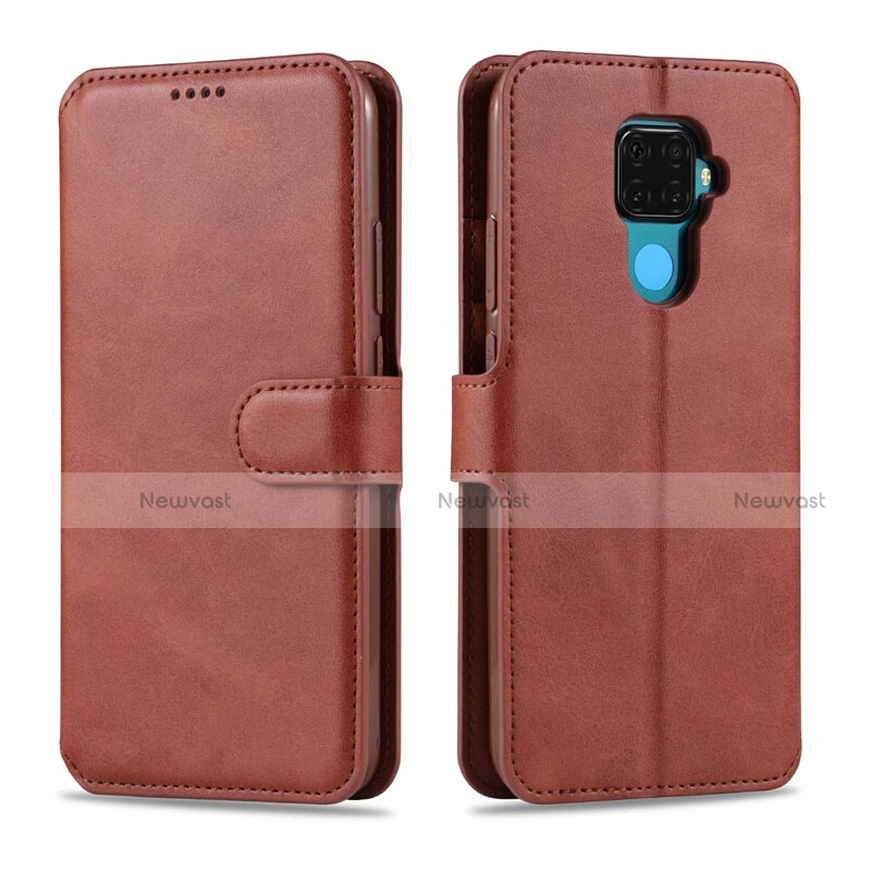 Leather Case Stands Flip Cover L06 Holder for Huawei Mate 30 Lite Brown