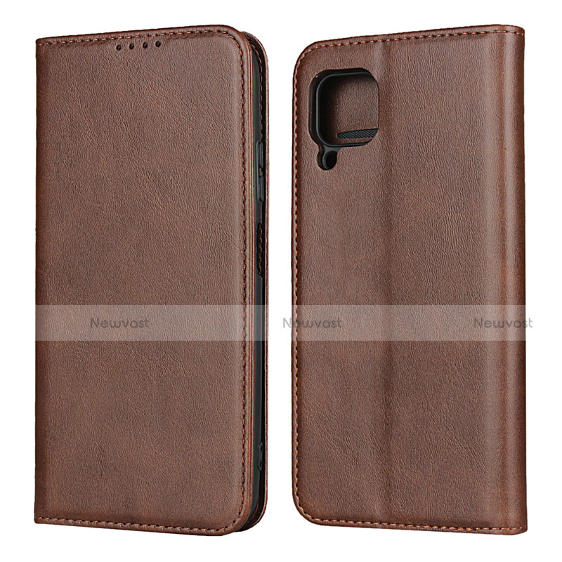 Leather Case Stands Flip Cover L06 Holder for Huawei Nova 6 SE Brown