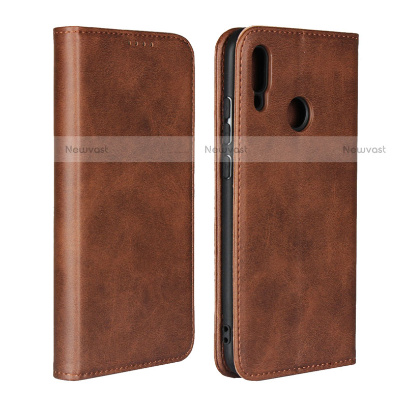 Leather Case Stands Flip Cover L06 Holder for Huawei P Smart (2019) Brown