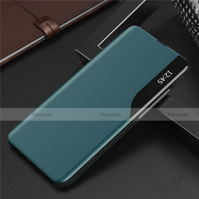 Leather Case Stands Flip Cover L06 Holder for Huawei P Smart (2021) Cyan