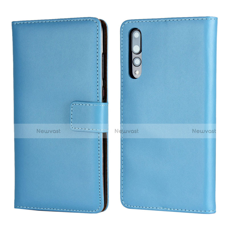 Leather Case Stands Flip Cover L06 Holder for Huawei P20 Pro Sky Blue
