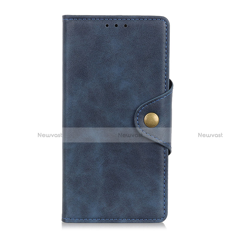 Leather Case Stands Flip Cover L06 Holder for LG Q52 Blue