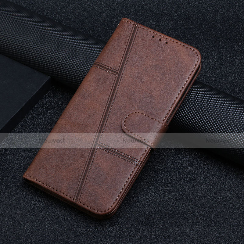 Leather Case Stands Flip Cover L06 Holder for Motorola Moto Edge 20 Pro 5G Brown