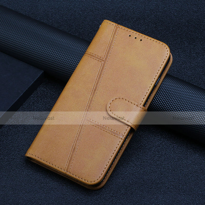 Leather Case Stands Flip Cover L06 Holder for Motorola Moto Edge S Pro 5G Light Brown