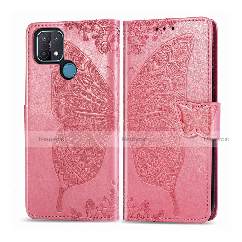 Leather Case Stands Flip Cover L06 Holder for Oppo A15 Pink