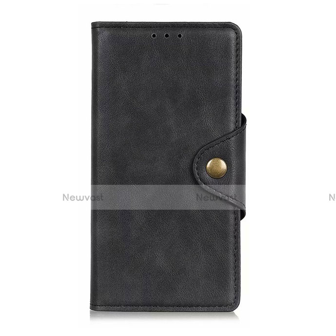 Leather Case Stands Flip Cover L06 Holder for Oppo A92s 5G Black