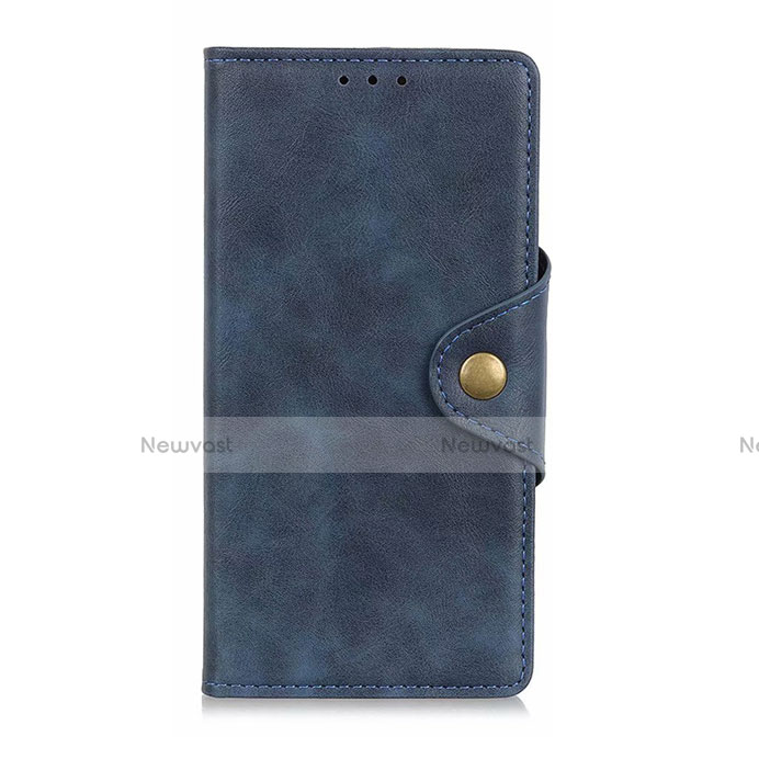 Leather Case Stands Flip Cover L06 Holder for Oppo A92s 5G Blue