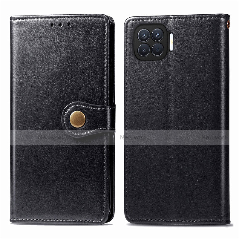 Leather Case Stands Flip Cover L06 Holder for Oppo A93 Black