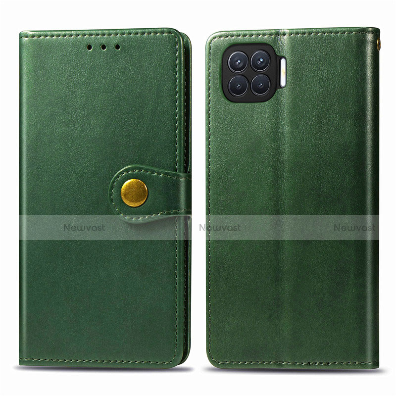 Leather Case Stands Flip Cover L06 Holder for Oppo A93 Green