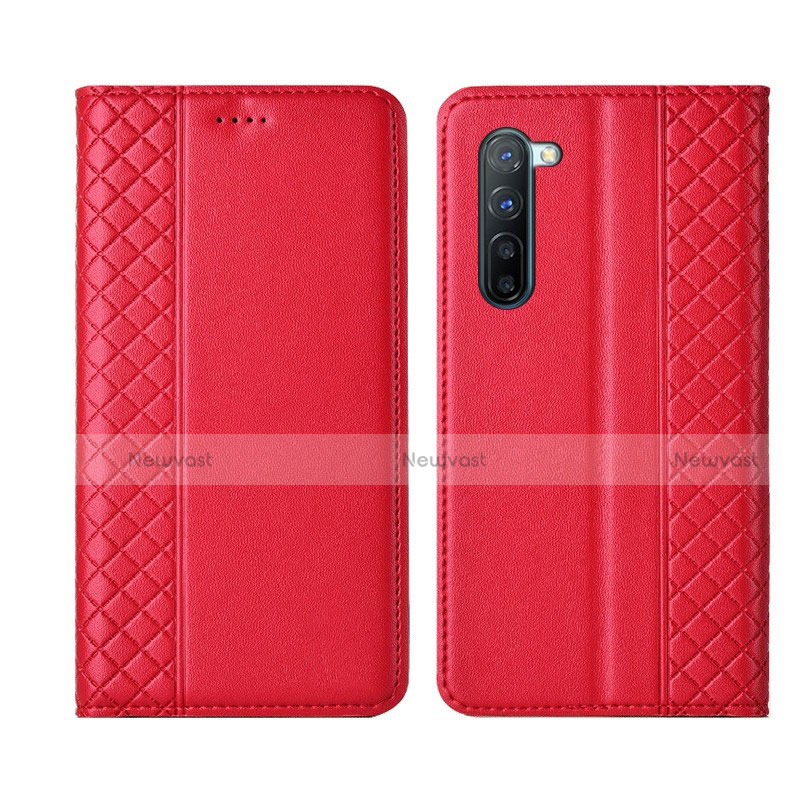 Leather Case Stands Flip Cover L06 Holder for Oppo Find X2 Lite Red