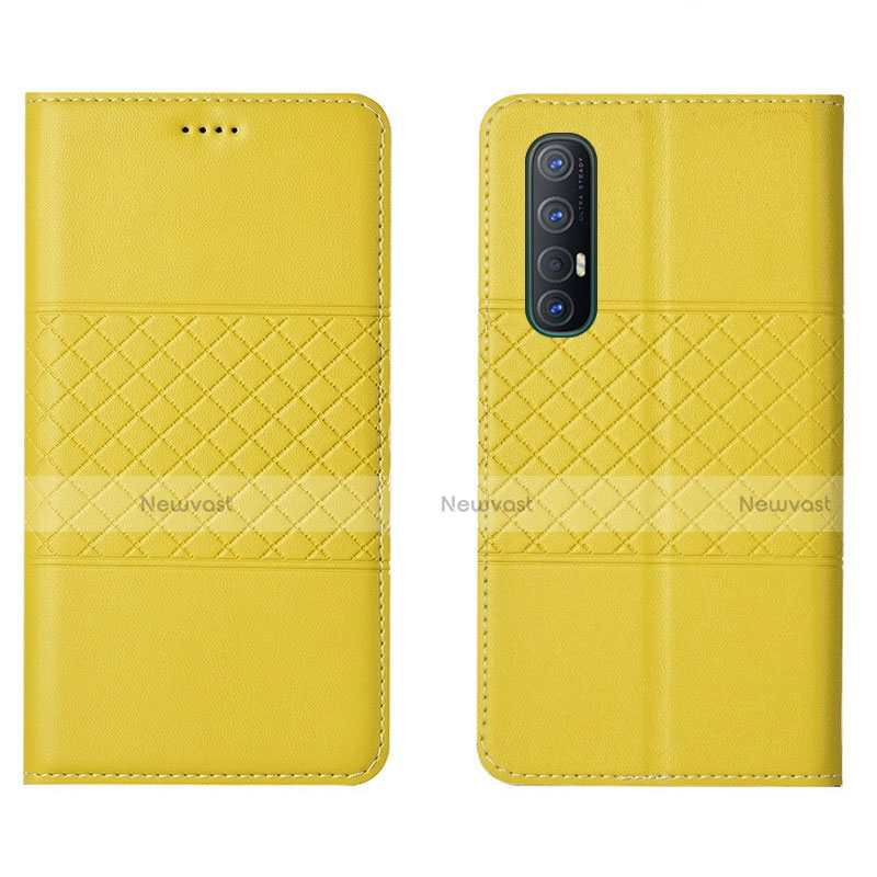 Leather Case Stands Flip Cover L06 Holder for Oppo Find X2 Neo Yellow