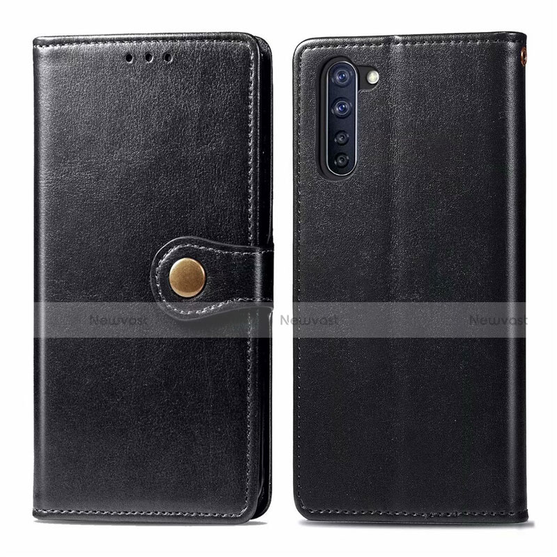 Leather Case Stands Flip Cover L06 Holder for Oppo Reno3 A Black