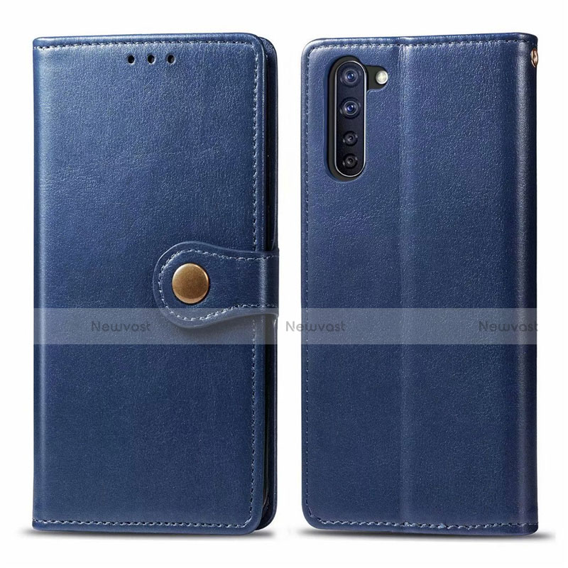 Leather Case Stands Flip Cover L06 Holder for Oppo Reno3 A Blue
