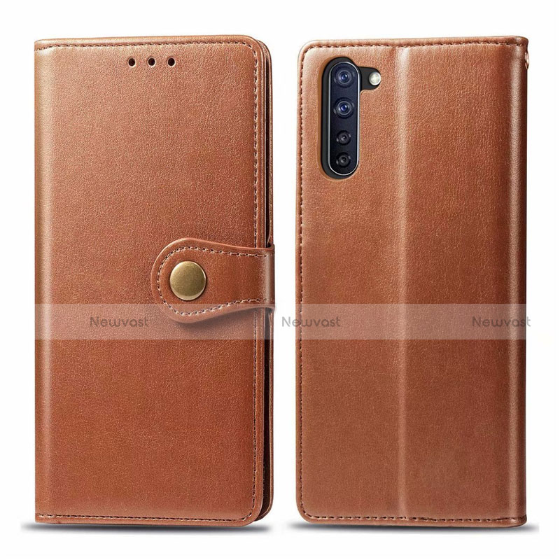 Leather Case Stands Flip Cover L06 Holder for Oppo Reno3 A Brown