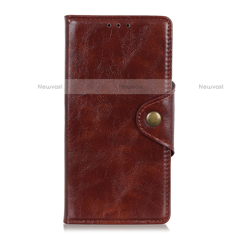 Leather Case Stands Flip Cover L06 Holder for Oppo Reno4 4G Brown
