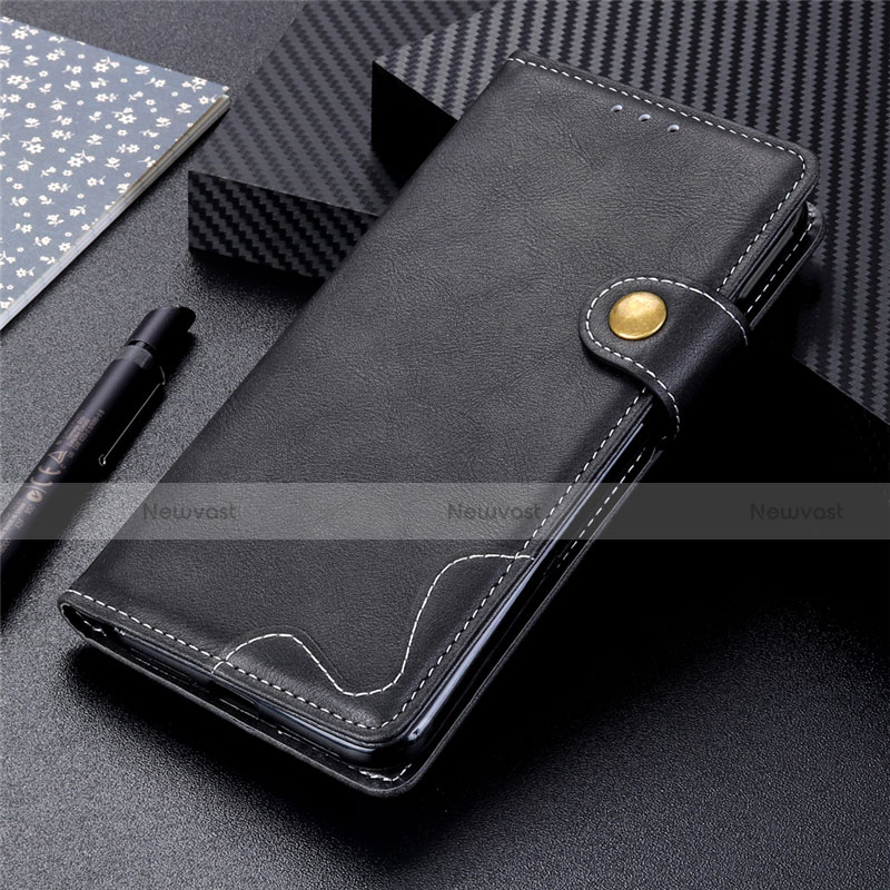 Leather Case Stands Flip Cover L06 Holder for Realme 7 Black