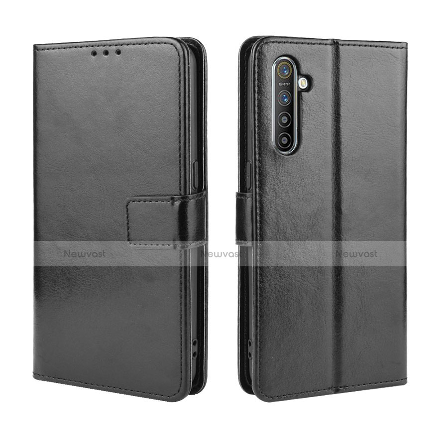 Leather Case Stands Flip Cover L06 Holder for Realme X2 Black