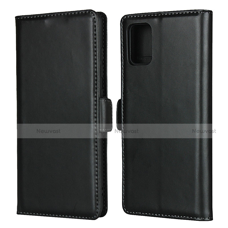 Leather Case Stands Flip Cover L06 Holder for Samsung Galaxy A51 4G Black
