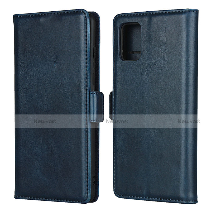 Leather Case Stands Flip Cover L06 Holder for Samsung Galaxy A51 4G Blue