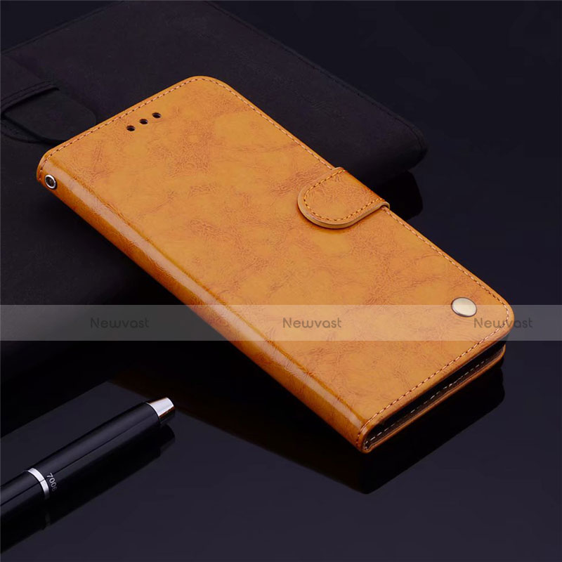 Leather Case Stands Flip Cover L06 Holder for Samsung Galaxy M21s Orange