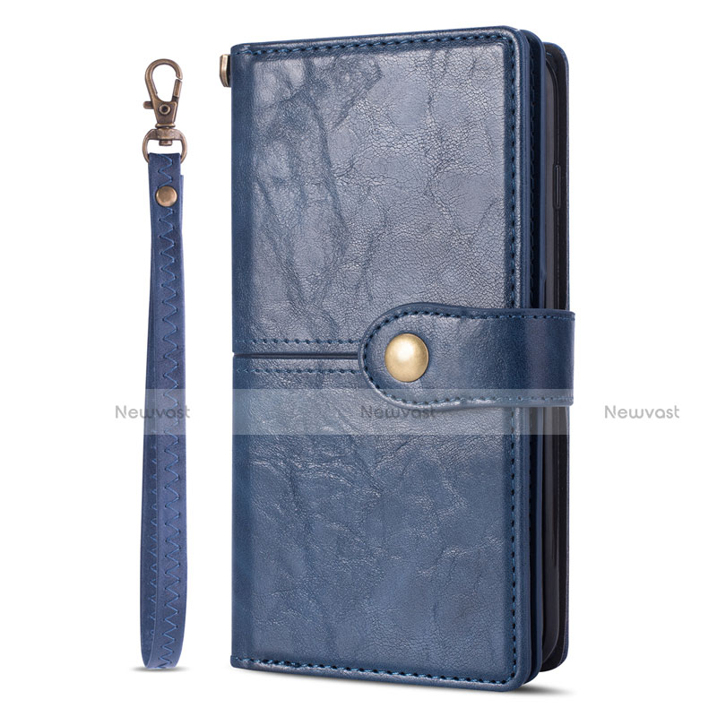 Leather Case Stands Flip Cover L06 Holder for Samsung Galaxy S20 Ultra 5G Blue