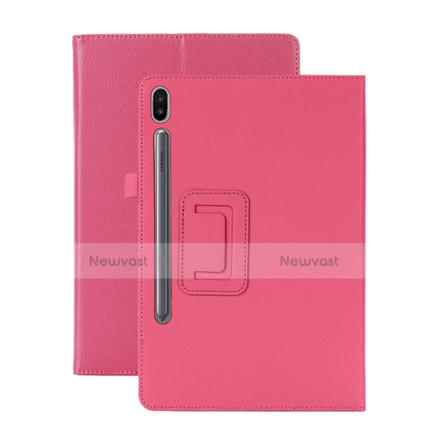 Leather Case Stands Flip Cover L06 Holder for Samsung Galaxy Tab S6 10.5 SM-T860 Hot Pink